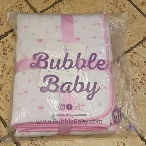 Bubble Baby Pink and White Flamingo Bamboo Blanket 50x70 New In Bag